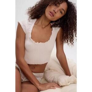 Free People Open Air Tee in Pastel Parchment SMALL NWT